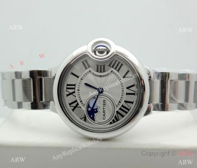 Swiss Copy Cartier Ballon Bleu Moonphase Watch Stainless Steel Sapphire crystal